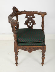 Wonderfully Carved 19th Century Italian Walnut Corner Chair