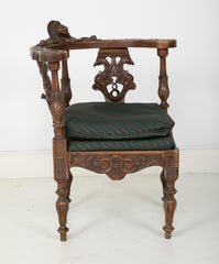 Wonderfully Carved 19th Century Italian Walnut Corner Chair