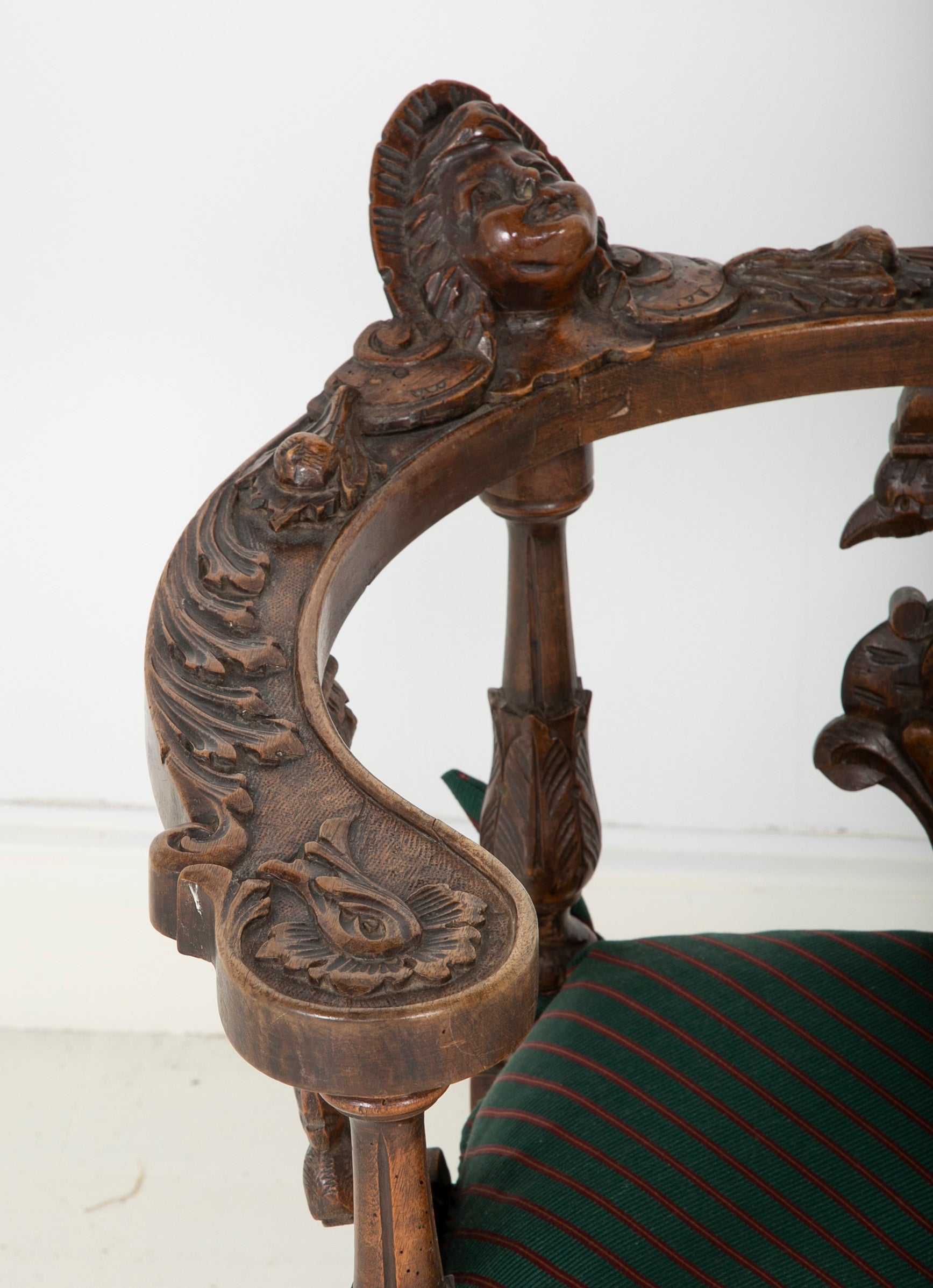 Wonderfully Carved 19th Century Italian Walnut Corner Chair
