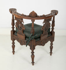 Wonderfully Carved 19th Century Italian Walnut Corner Chair