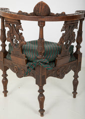 Wonderfully Carved 19th Century Italian Walnut Corner Chair