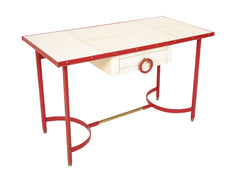 A Parchment and Leather Clad Desk by Jacques Adnet