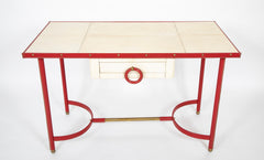 A Parchment and Leather Clad Desk by Jacques Adnet