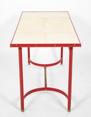 A Parchment and Leather Clad Desk by Jacques Adnet