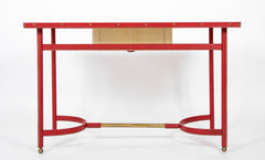 A Parchment and Leather Clad Desk by Jacques Adnet