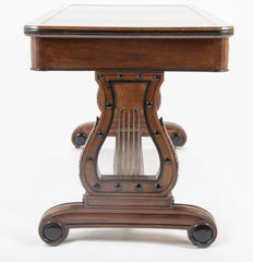 English Regency Mahogany and Ebonized Wood Lyre-End Sofa / Writing Table