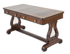 English Regency Mahogany and Ebonized Wood Lyre-End Sofa / Writing Table