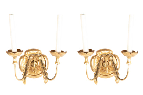 Set of Eight Continental Water Giltwood Sconces