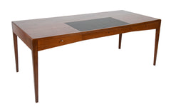 Severin Hansen, Jr. Three Drawer Teak Desk with Leather Insert in Top