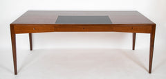 Severin Hansen, Jr. Three Drawer Teak Desk with Leather Insert in Top