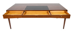 Severin Hansen, Jr. Three Drawer Teak Desk with Leather Insert in Top