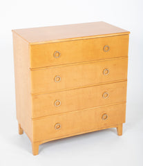 A French Mid-Century Three Drawer Chest with Circular Pulls