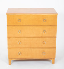 A French Mid-Century Three Drawer Chest with Circular Pulls