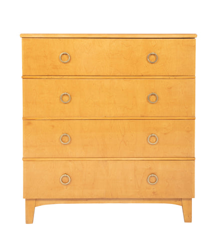 A French Mid-Century Three Drawer Chest with Circular Pulls