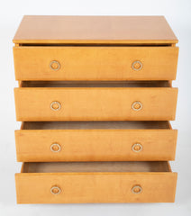 A French Mid-Century Three Drawer Chest with Circular Pulls