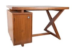 Original Pierre Jeanneret 'X' Leg Desk from the Offices of Chandigarh, India Designed by Le Corbusier