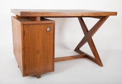 Original Pierre Jeanneret 'X' Leg Desk from the Offices of Chandigarh, India Designed by Le Corbusier