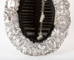 19th Century English Silver Plated Oval Table Mirror