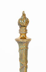 Pair of 20th Century Brass Andirons with Flame