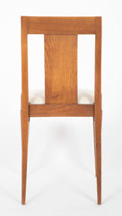 Set of 8 French Oak and Leather Dining Chairs by Emile Jacques Ruhlmann
