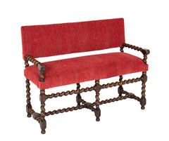 Early 18th Century English William & Mary Barley Twist Bench in Oak