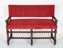 Early 18th Century English William & Mary Barley Twist Bench in Oak