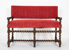 Early 18th Century English William & Mary Barley Twist Bench in Oak