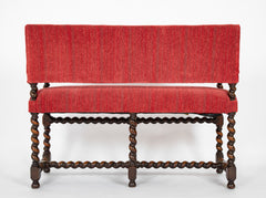 Early 18th Century English William & Mary Barley Twist Bench in Oak