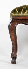Early 17th Century French Cabriole Leg Walnut & Upholstered Stool