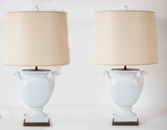 Pair of Federal Period White Glazed Lamps