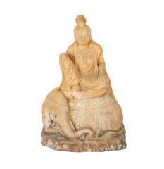 Carved Stone Kannon on Elephant