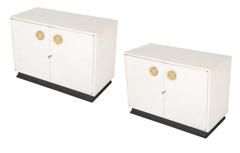 Pair of Mid-Century Modern Parchment Cabinets