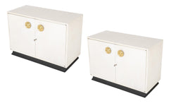 Pair of Mid-Century Modern Parchment Cabinets
