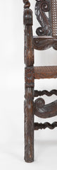 Charles II Carved Armchair with Caned Back Panels and Seat
