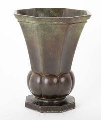 SOLD 11/2/21 Pair of Octagonal Disko Metal Vases by Just Andersen