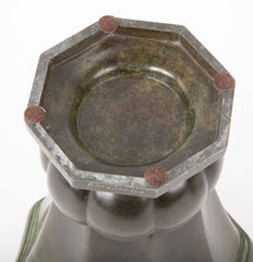 SOLD 11/2/21 Pair of Octagonal Disko Metal Vases by Just Andersen