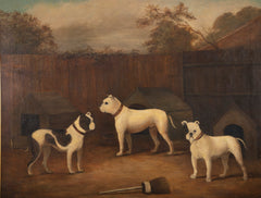 Early 19th Century Oil Painting of Three Dogs by James Ward