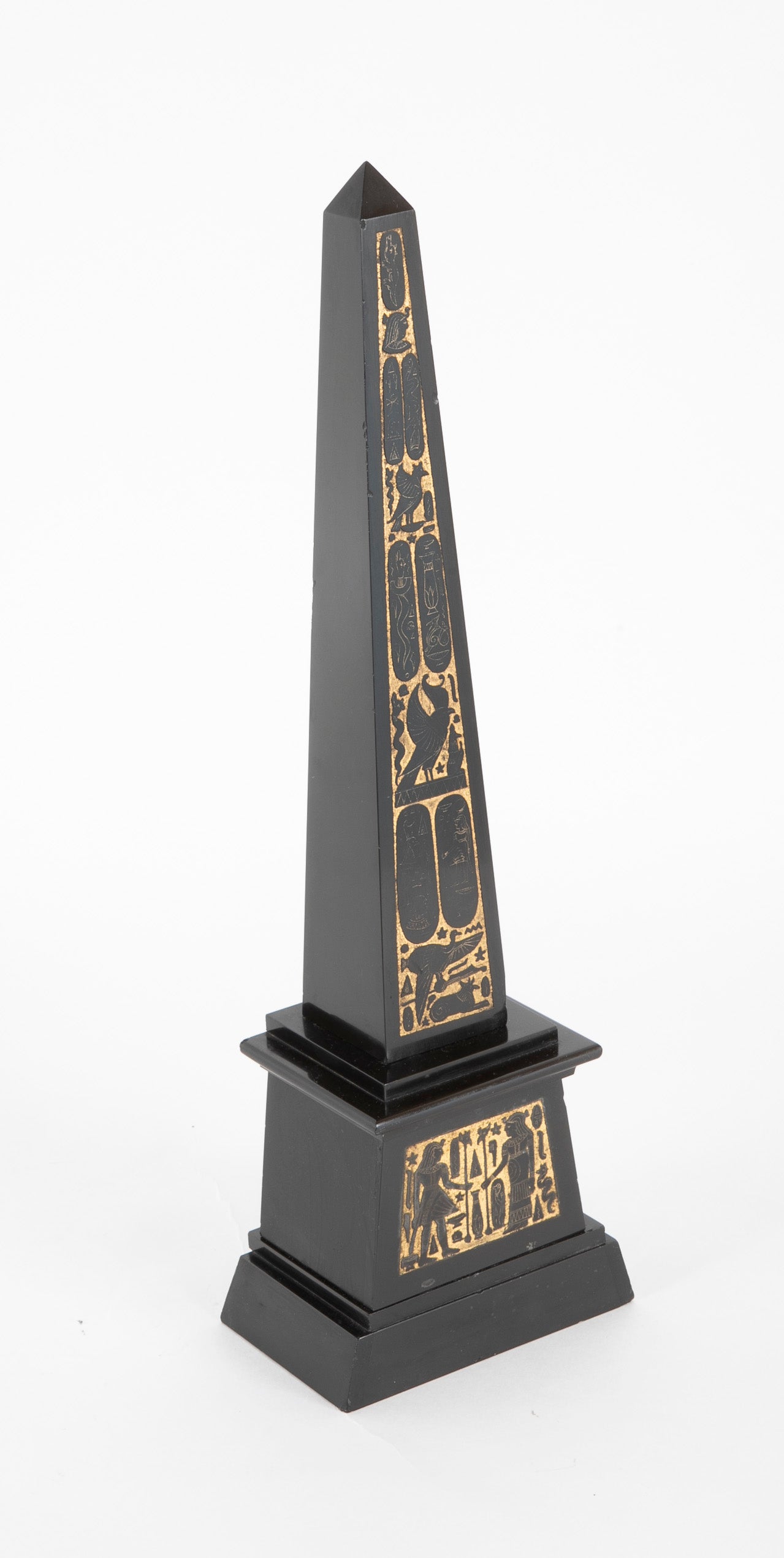 19th Century French Egyptian Revival Slate and Gilt Obelisk