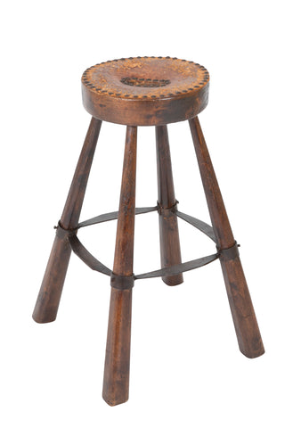 Hand Forged Iron and Wood Stool