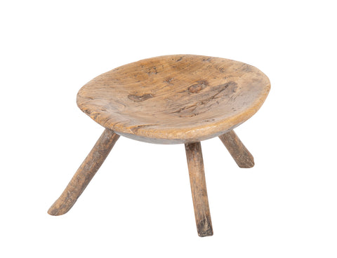 Burled Hardwood Milking Stool