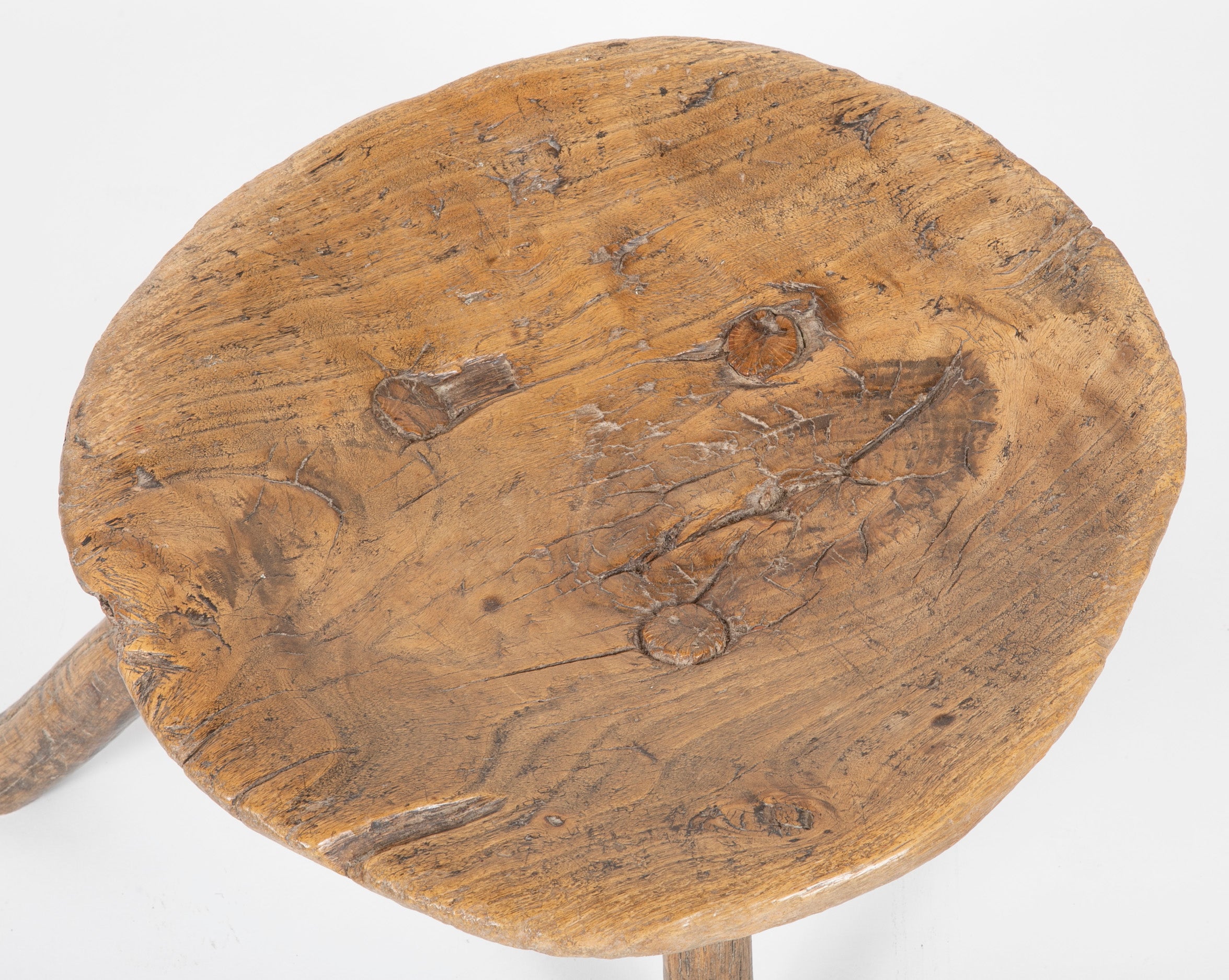 Burled Hardwood Milking Stool Burled Hardwood Milking Stool