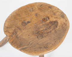 Burled Hardwood Milking Stool