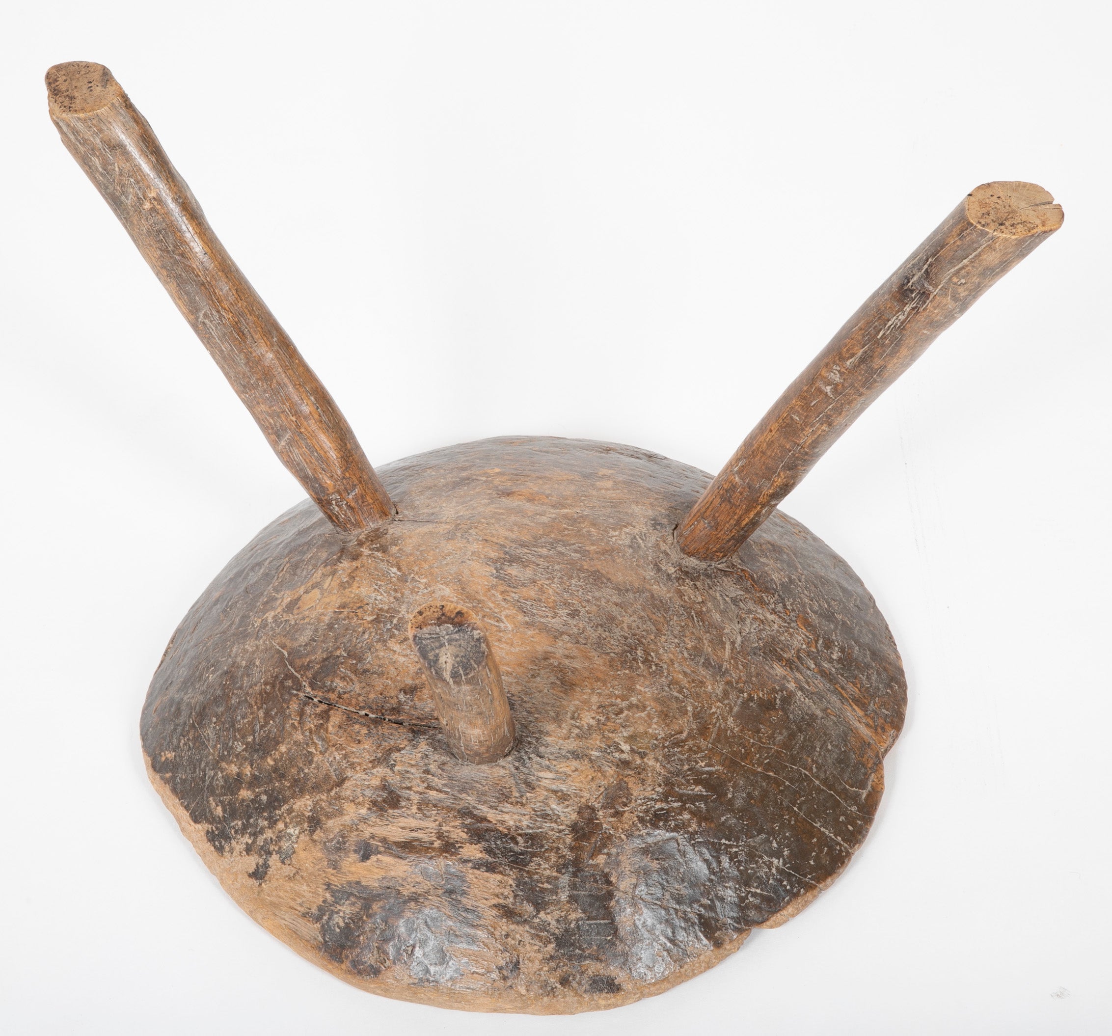 Burled Hardwood Milking Stool Burled Hardwood Milking Stool