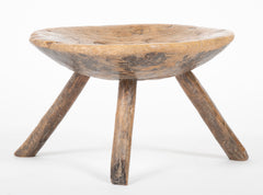 Burled Hardwood Milking Stool