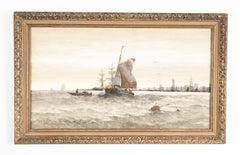 Watercolor and Gouache Painting of English Harbor by Samuel A. Mulholland