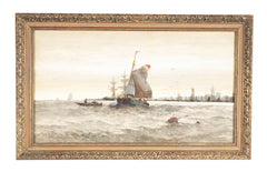 Watercolor and Gouache Painting of English Harbor by Samuel A. Mulholland