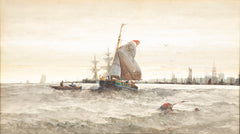 Watercolor and Gouache Painting of English Harbor by Samuel A. Mulholland