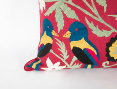 Uzbeki Suzani Fragment of Birds & Flowers made into a Pillow