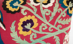 Uzbeki Suzani Fragment of Birds & Flowers made into a Pillow
