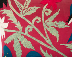 Uzbeki Suzani Fragment of Birds & Flowers made into a Pillow